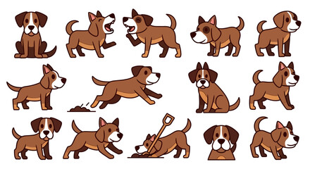 Obraz premium Brown and White Dogs in Various Poses.