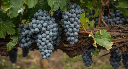 Fototapeta premium Grapes spoiled on vine due to spread of white mold and mildew