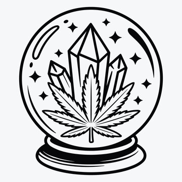 Crytal Ball with Cannabis svg, Crystal Svg, Weed Svg, Cannabis Svg, Marijuana Svg, Weed Cut Files, Cannabis Cut Files, Half Moon Svg