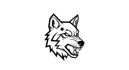 Fototapeta premium Aggressive Wolf Head Illustration - Fierce Predator Portrait