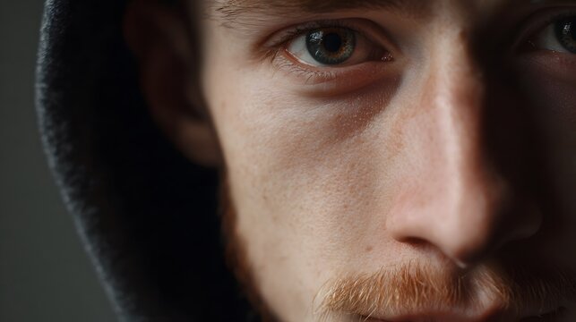 Peter showing a split between his past declaration and present fear, nuanced expression conveying contradiction, minimalistic setting, soft contrast lighting, medium close-up shot with a 65mm lens, sp