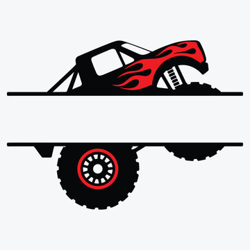 Monster Truck SVG, Monster Truck Monogram cut file