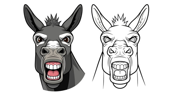Donkey or Mule Cartoon Character Illustration.