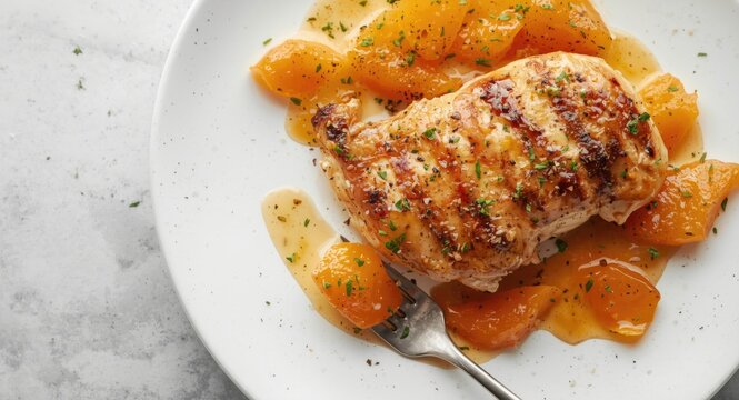 Moist chicken breast glazed with apricot and honey mixture