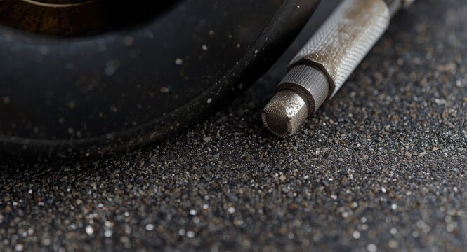 Detailed industrial grinding tool in close up emphasizing surface accuracy