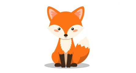 Obraz premium Simple and colorful cartoon fox graphic with flat fills