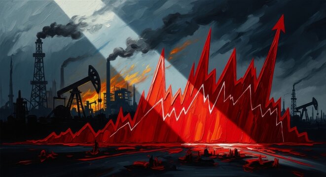 Financial crisis concept with industrial factory and red stock market crash graph