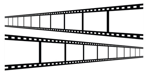 Fototapeta premium Film strip icon set. Photography symbol, cinematic design, vintage media, and movie reel concept. Camera negative frame for photo and video editing. Vector illustration.