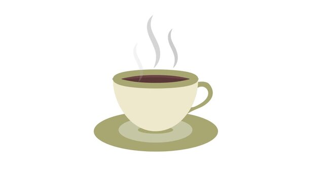 Animated Steaming Hot Tea Cup on Saucer: International Tea Day Concept