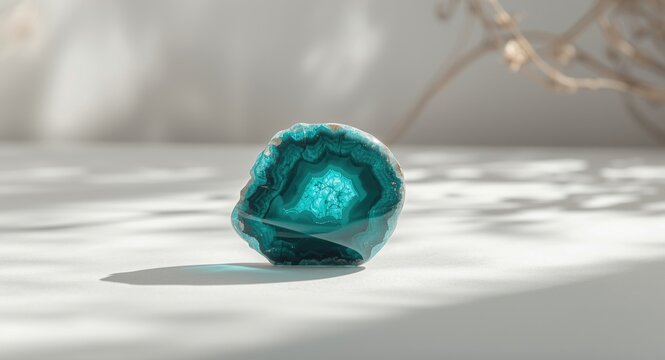 Glossy turquoise agate crystal trinket showcasing intricate veining