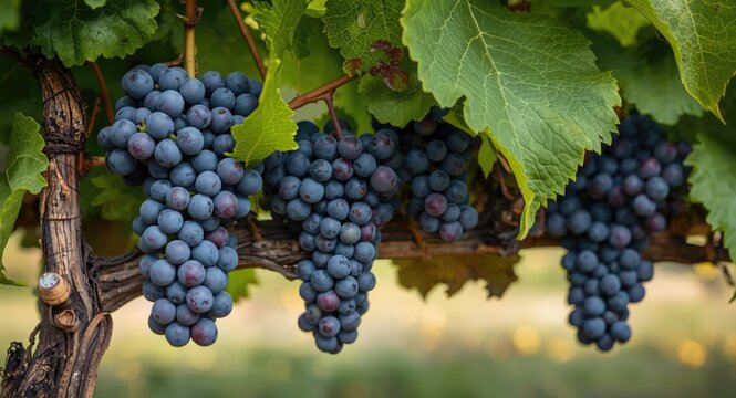 Lush garnacha grape bunches in a flourishing vineyard setting
