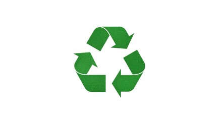 Fototapeta premium Isolated green environmental recycling symbol on white back panel with clipping path