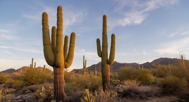 Giant saguaro cactus exhibiting natural desert strength