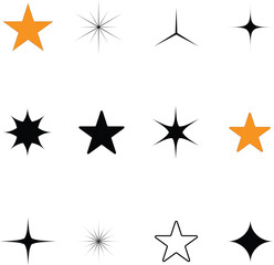 Fototapeta premium Star Icons Vector Set - Black Gold Sparkle EPS SVG Clipart