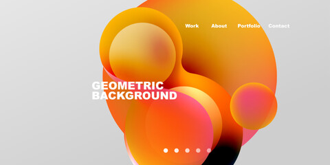 Fototapeta na wymiar Abstract fluid shapes, vibrant colors, gradient background. Website navigation elements present, modern design aesthetic.