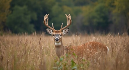 Obraz premium Pampas deer brought back to life in revitalized prairie environments