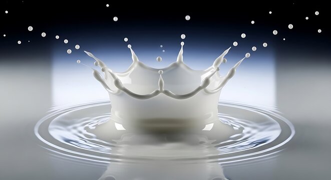 Splash of milk droplets in water crown shape