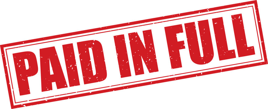 Red Paid in Full Rubber Stamp Sign Mark Word Text Written in Grunge Vector in Grunge Border in Transparent Background, Svg, Png