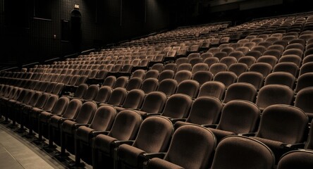 Naklejka premium Rows of vacant seating in a silent performance venue awaiting guests