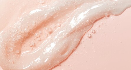 Fototapeta premium Close view of white cosmetic serum with bubbles in liquid gel texture
