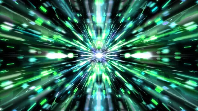 futuristic fast whizzing time warp jump to hyperspace or inside a tunnel of super fast lightspeed time travel portal effect with plain black background 4K animation