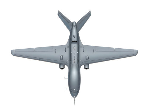 Vintage twin-engine propeller aircraft viewed from above