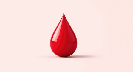 Fototapeta premium Glossy red droplet symbolizing lifesaving blood donation on a clean minimalist backdrop