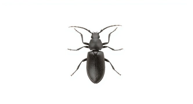 Male beetle Trogoderma ornatum from Dermestidae family on plain white background