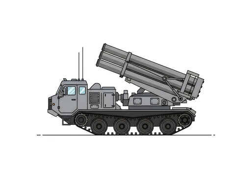 Heavy-duty railway-mounted missile launcher system in transit mode