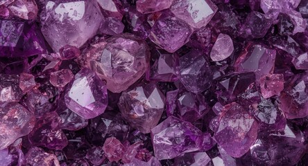 Fototapeta premium Close up portrayal of natural amethyst gemstone texture with strong purple and blush pink accents
