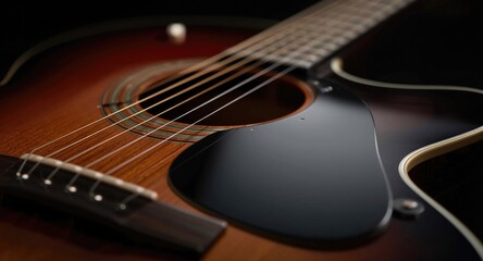 Fototapeta premium Focused close up shot revealing the sophisticated design of a classic guitar