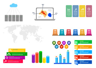 Obraz premium Modern Business Infographic Elements Set with Charts, Graphs and UI Templates