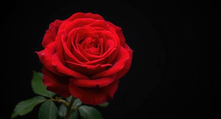Fototapeta premium Sharp vibrant red rose image designed with copy space
