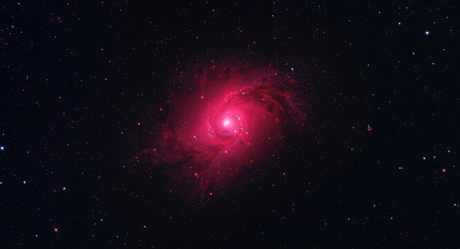Rosette nebula in unicorn constellation glowing with red halpha emission resembling floral pattern