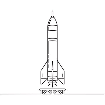A classic rocket illustration on a launchpad ready for space exploration mission Vector