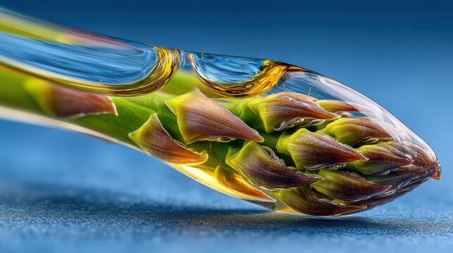 Perfectly pickled asparagus spear in vinegar