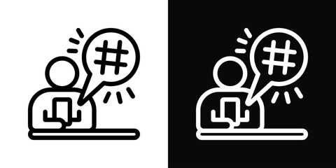 Fototapeta premium Hashtag Icon In Black And White Filled Style.