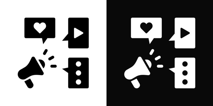 Viral Marketing Icon In Black And White Filled Style.