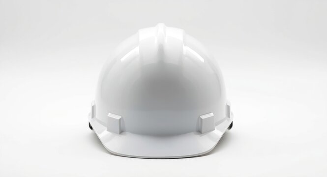 Plastic safety helmet displayed with a minimalistic white background for focus and clarity
