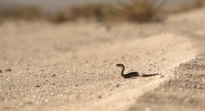 Juvenile Southern Hognose snake navigating a textured sandy pathway outdoors