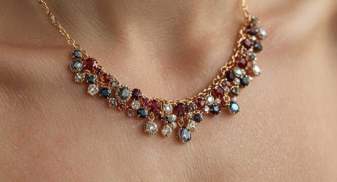 Graceful necklace design combining druzy sparkle with rich gemstone colors