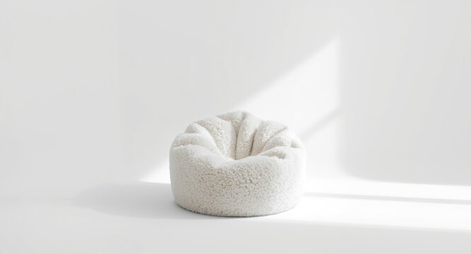 3D design of a white bean bag seat set alone on a uniform white background