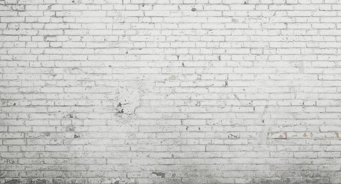 Retro style whitewashed brick wall showing chipped plaster texture