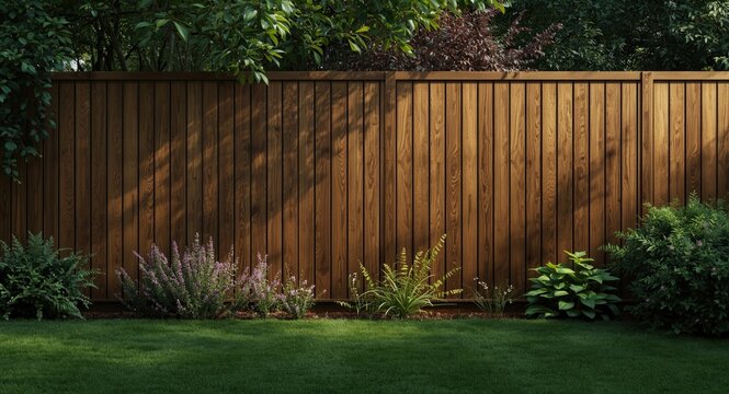 Garden scene featuring composite fencing texture background