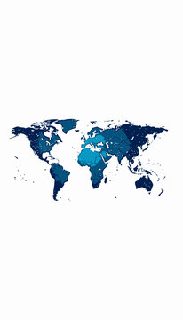 Intricate Blue Toned World Map Illustration Highlighting Global Connections and Geographical Boundaries with Artistic Abstract Design