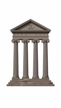 Intricate Classical Ancient Greek Temple Facade with Iconic Columns and Ornate Architectural Details Evoking Historical Grandeur