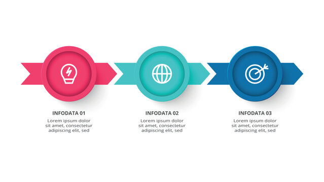 Essential infographic with 3 steps, options, parts or processes. Business data visualization.