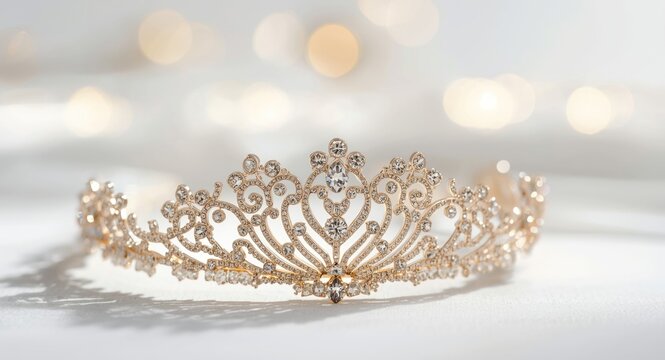 Luxury wedding tiara with detailed filigree patterns