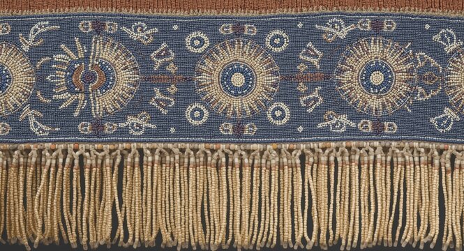 Historical Native American warbonnet designs with intricate beadwork