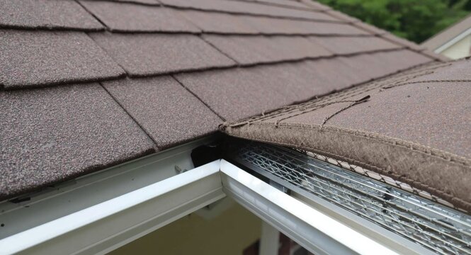 Installing mesh screen gutter guard for home maintenance and roof protection